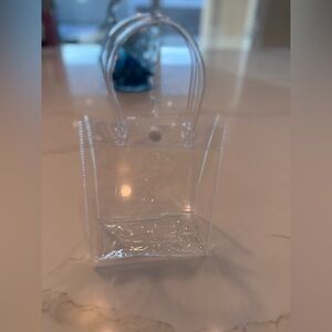 Mini Clear Plastic Gift Bag Totes w/Handles. 4.9" ×5.9" ×2.8". Set of 10. New.